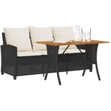vidaXL Gartensofa 3-Sitzer mit Kissen & Tisch 410 x 80 x 65 cm Schwarz