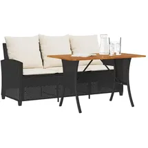 vidaXL Gartensofa 3-Sitzer mit Kissen & Tisch 410 x 80 x 65 cm Schwarz