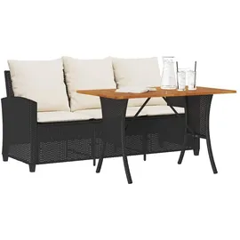 vidaXL Gartensofa 3-Sitzer mit Kissen & Tisch 410 x 80 x 65 cm Schwarz