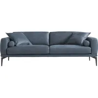 2,5-Sitzer EGOITALIANO "Masu, Designsofa mit erstklassigem Sitzkomfort", blau (ozeanblau), B:218cm H:95cm T:97cm, Leder »BULL« (echtes Rindsleder). Geschliffenes, pigmentiertes und behandeltes Rindsleder mit einer Dicke von 1, 3-1, 5 mm. Dieses Leder zeigt eine ziemlich weiche Hand mit einem halb undurchsichtigen Aussehen. Es handelt sich um ein geschütztes Leder. Eine leichte Deckschicht schützt sie vor Flecken, ohne ihre ursprünglichen Eigenschaften zu verändern. Die geschützten Leder kombinieren die Vorteile von Natürlichkeit und Weichheit mit einer guten Beständigkeit gegen Verschleiß und Ausbleichen. Das Vorhandensein der charakteristischen Zeichen, die das Leben des Tieres bestimmen, wie Narben, Körnungsunterschiede, Falten, Adern, Disharmonien in Farbtönen, beweisen ihre absolute Echtheit und großen Wert., Sofas, inkl. 2 Kissenrollen, Rückenelemente manuell verstellbar, Metallfüße