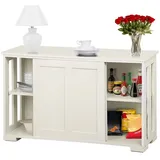 Yaheetech Kommode, Sideboard mit Stauraum und Schiebetüren beige|weiß