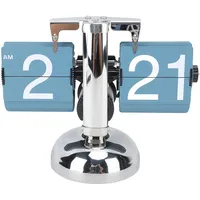 Sxhlseller Digitale Retro Klappuhr, Automatische Mechanische Klapptischuhr aus Edelstahl 304, 12 Stunden Vintage Tischuhr für Heimbüro Weihnachtsdekoration (Einbeiniges Blau)