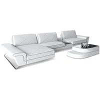 Sofa Dreams Ledersofa, Weiß, Schwarz, Leder, L-Form, Ottomane links,L-Form, 369x197 cm, Wohnzimmer, Sofas & Couches, Wohnlandschaften, Ecksofas