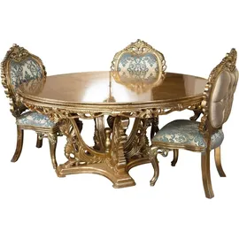 Casa Padrino Luxus Barock Esstisch Gold - Runder Barockstil Esszimmer Tisch - Runder Barockstil Küchen Tisch - Luxus Esszimmer Möbel im Barocksti...