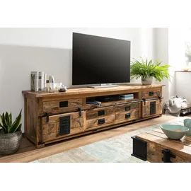 Massivmoebel24 TV-Board Mango 240x50x60 natur lackiert Railway #156