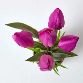 Homescapes Kunstblumen, Tulpen lila im Steinoptik-Topf, 27 cm,