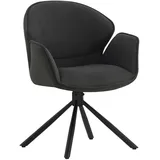 Livetastic Armlehnstuhl, Anthrazit, Schwarz, Metall, Textil, konisch, rund, 45x90x65 cm, Sitzfläche 360° drehbar, Esszimmer, Stühle, Esszimmerstühle, Armlehnenstühle