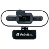 Verbatim Webcam mit Mikrofon und Beleuchtung, externe Kamera für Computer oder Laptop mit Full HD 1080 p Autofokus, für Video-Calls im Homeoffice oder als Streaming Cam