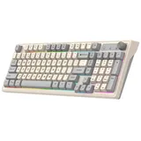 TAMEY Mechanische Dualmodus-Bluetooth-Tastatur,beleuchtete Gaming-Tastatur Gaming-Tastatur (Bluetooth + 2,4G drahtlose Verbindung) grau