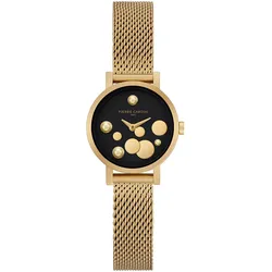 Pierre Cardin Damen Armband-Uhr Ziffernblatt mit goldfarbenen Kreis-Details analoge Quarz-Uhr mit Edelstahl-Armband 3ATM 27mm CCM.0502 Gold/Schwarz - One-Size