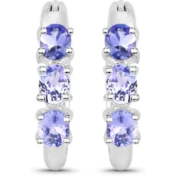 Paar Creolen »Silber 925 rhodiniert mit 6 natürlichen violetten Tansaniten«, 83240114-0 weiß + violett 1,02 ct