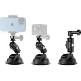 TELESIN Universal Suction Cup Holder with Phone Holder and Action Camera Mount TE-SUC-012