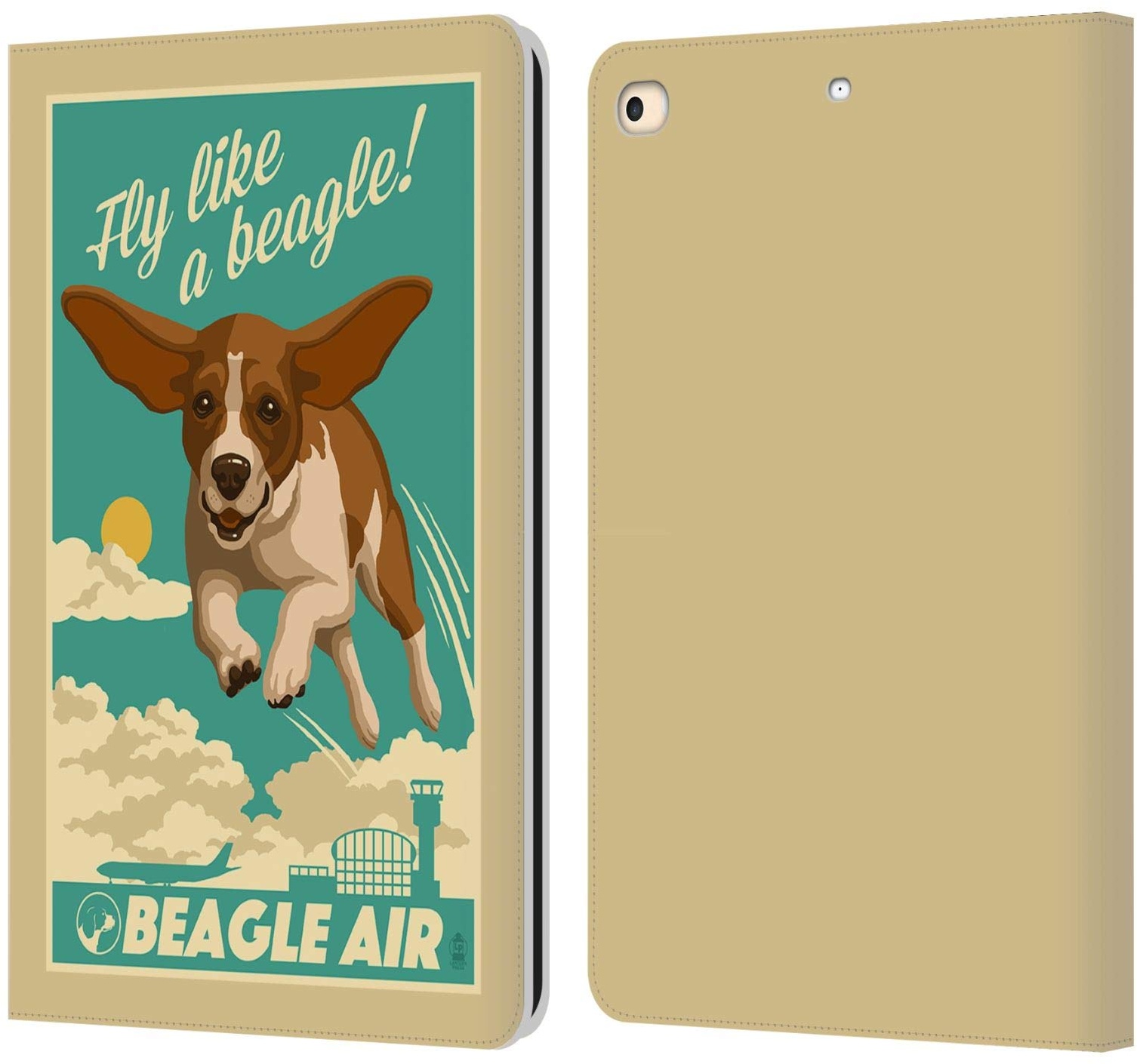 Head Case Designs Offiziell Zugelassen Lantern Press Wie Ein Beagle Fliegen Hund Kollektion Leder Brieftaschen Handyhülle Hülle Huelle kompatibel mit Apple iPad 9.7 2017 / iPad 9.7 2018