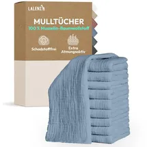 Laleni Spucktücher Baby im 10er Set aus Reiner Baumwolle - schadstofffreie Mulltücher weich 70x70 saugstarke Mussellintücher Baby - Musselin Tuch als Mullwindel waschbare Mulltücher - Blau