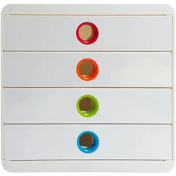 Exacompta 314398D 1x Schubladenbox POP-BOX mit 4 geschlossenen Laden - Weiss/Harlekin