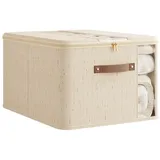 Agger Aufbewahrungsbox Aufbewahrungstasche mit Deckel, Groß Kleideraufbewahrung, Umzugskartons, Faltbare Aufbewahrung Boxen für Decken Kleidung beige
