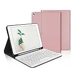 IVEOPPE Tastatur für iPad 9. Generation, Hülle mit Tastatur für iPad 10.2" (9./8./7. Generation), Magnetisch Abnehmbarer mit QWERTZ Keyboard für ipad Air 3 und Pro 10.5, Bonbonrosa