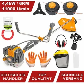 Powermat Benzin-Motorsense 52ccm 6 PS Trimmer Set Zubehör