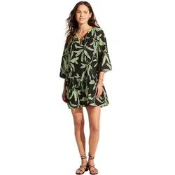 SEAFOLLY Damen Kleid Palm Paradise Tier Dress, Black, M