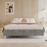DEWINNER Bettrahmen Plattform gepolstert 31 cm Lattenrost/Lattenrost aus Holz/Einfach zu montieren/Dunkelgrau (160x200cm) - Dunkelgrau