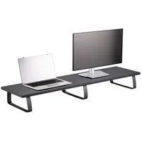 CARO-Möbel Monitorständer Schwarz, Metall, Holzwerkstoff, Mode, 100x12x26 cm, Arbeitszimmer,