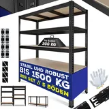 Masko MASKO® Schwerlastregal Lagerregal Kellerregal 160x160x40cm, verstellbare Ablagen, MDF-Platten Regal aus Metall, Steckregal, Werkstattregal Stahlgestell Garage Werkbank