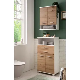 Schildmeyer Palermo Hängeschrank 157640, Mattweiß/Artisan Eiche Dekor, 59,8 x 20,5 x 70,8 cm,