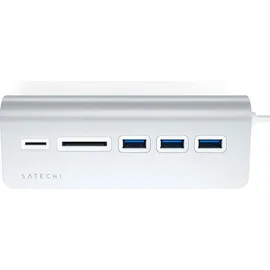 Satechi Type-C Aluminium USB Hub & Card Reader Silber
