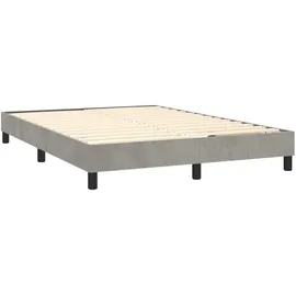 vidaXL Boxspringbett mit Matratze & LED Hellgrau 140x200 cm Samt