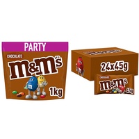 M&M'S Chocolate Großpackung Schokolade & Chocolate Beutel, kleine Packungen für unterwegs, Schokolinsen mit bunter Hülle, Schokolade Großpackung, 24er Pack (24 x 45g)