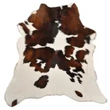 generisch KUHFELLE ONLINE Kalbfell Mini Kuhfell Tricolor Braun Weiß Natur ca. 80 x 70 cm Deko Fell Teppich