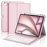 IVEOPPE Tastatur für iPad Air 13" M3 2025, Hülle mit Tastatur für iPad air 13 Zoll M3/M2, Bluetooth Magnetisch Deutsches QWERTZ Keyboard für ipad Air 13 Zoll 2025 M3/2024 M2, Rosa
