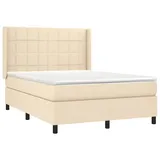 vidaXL Boxspringbett mit Matratze Creme 140x200 cm Stoff