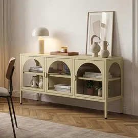 [en.casa] Vitrinen-Sideboard Klippestad 118 x 35 x 55 cm Kamelfarben