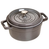 STAUB Gusseisen Bräter/Cocotte, Rund 20 cm, 2,24 L, Aromaregen Funktion für optimale Befeuchtung, Für alle Herdarten inkl. Induktion & Backofen, Graphitgrau