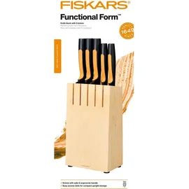 Fiskars Messerblock mit 5 Messern, Breite: 14,5 cm, Höhe: 36 cm, Birkenholz, Functional Form, 1062927