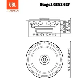 JBL Stage1 62F Koaxial-Lautsprecher 2-Wege 165mm (6,5 Zoll): von Harman Kardon Car HiFi mit 50W RMS und 400W Max Einbaulautsprecher Auto Boxen - Schwarz