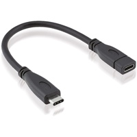 ROLINE USB 3.2 Gen 2 Typ C Kabelverlängerung, C-C, ST/BU, Schwarz 0,15 m