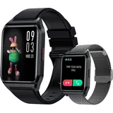 Smartwatch, Smartwatch Damen Herren, 1.69" HD Fitness Tracker Uhren für Android IOS, IP67 Wasserdicht Pulsmesser Schrittzähler Aktivitätstracker - Schwarz