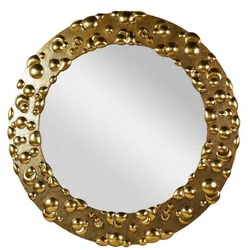 Casa Padrino Designer Spiegel Antik Gold Ø 150 cm - Runder Metall Wandspiegel - Wohnzimmer Spiegel - Garderoben Spiegel - Luxus Qualität