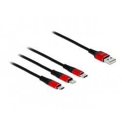 Delock 85891 – USB Ladekabel 3 in 1 Typ-A zu LightningTM / Micro… Computer-Kabel, Lightning, Lightning rot