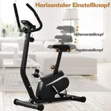 Ergometer Cardio-Fitnessfahrrad, Heimtrainer mit Pulssensoren 8-stufiger Magnetwiderstand und Sitzverstellung, Heimtrainer mit Pad-Halterung - Schwarz