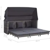 Doppelliege Gartenliege Sonnenliege Sonneninsel mit Dach Poly Rattan Gartenbett