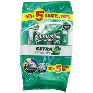 Wilkinson Sword Extra 2 Sensitive Herren Einwegrasierer, 10 + 5 St, 1er Pack