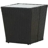 vidaXL Beistelltisch Schwarz 41,5×41,5×43 cm Poly Rattan und Hartglas