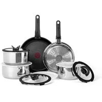 T-fal Ingenio Expertise Edelstahl-Kochgeschirr-Set, 13-teilig, Induktion, stapelbares Kochgeschirr, Töpfe und Pfannen, Set, Wohnmobil, Camping, Küche, Bratpfannen, spülmaschinenfest,