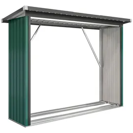 Outsunny Kaminholzregal Außen Stahl 213 x 66,5 x 150 cm Grün