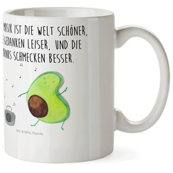 Mr. & Mrs. Panda Kinderbecher Avocado tanzt - Weiß - Geschenk, Kunststoffbecher, Kunststoffgeschirr, Kunststoff weiß