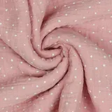 Musselin Baumwollstoff in Rosa mit weißen Punkten als Meterware zum Nähen, 50 cm