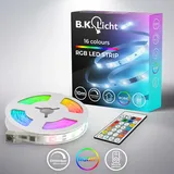 B.K.Licht LED Strip 10 m mit Musiksensor, Fernbedienung, RGB IC dynamischer Farbwechsel, LED Streifen, LED Leiste, Zimmer deko, Gaming Deko, LED Band LED Lichtleiste, 100x1x0,3 cm, Weiß